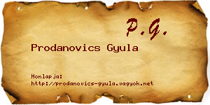 Prodanovics Gyula névjegykártya