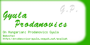 gyula prodanovics business card